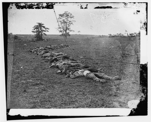 Antietam, Md. Bodies of Confederate dead gathered for burial