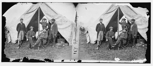 Antietam, Md. Seated: R. William Moore and Allan Pinkerton. Standing: George H. Bangs, John C. Babcock and Augustus K. Littlefield