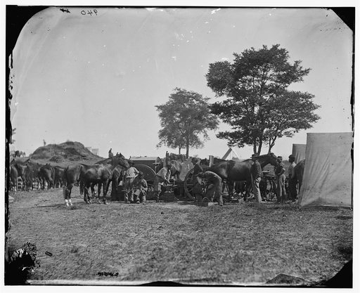 Antietam, Md. Blacksmith shoeing horses at headquarters, Army of the Potomac