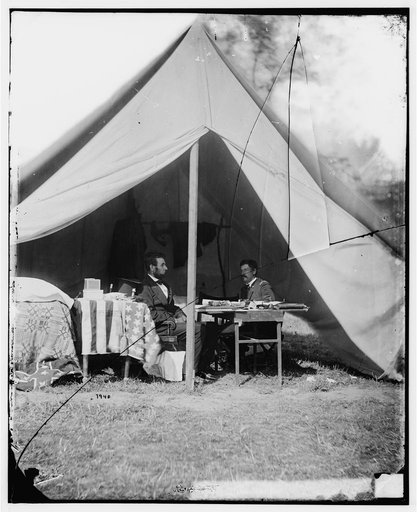 Antietam, Md. President Lincoln and Gen. George B. McClellan in the general's tent