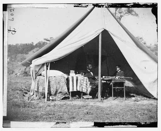 Antietam, Md. President Lincoln and Gen. George B. McClellan in the general's tent; another view