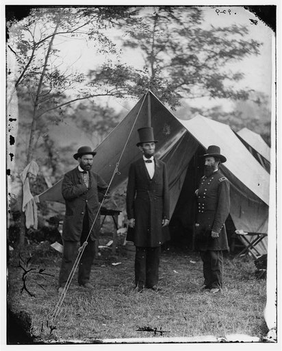 Antietam, Md. Allan Pinkerton, President Lincoln, and Maj. Gen. John A. McClernand; another view