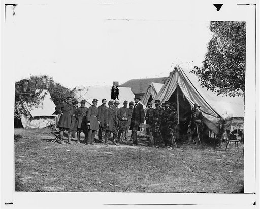 Antietam, Md. President Lincoln with Gen. George B. McClellan and group of officers