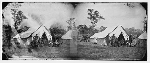 Antietam, Md. Gen. Randolph B. Marcy with officers and civilians at Army of the Potomac headquarters