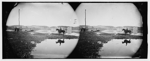 Berlin (now Brunswick), Md. Pontoon bridge and ruins of the stone bridge across the Potomac (destroyed in 1861)