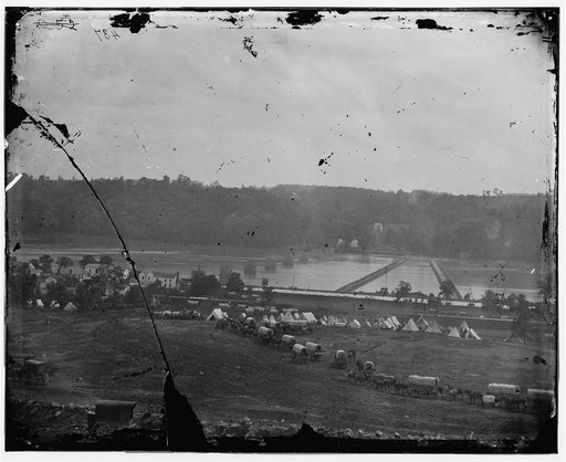 Berlin (now Brunswick), Md. Pontoon bridge and ruins of the stone bridge