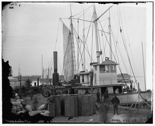 Aquia Creek Landing, Va. Wharf with transport and supplies