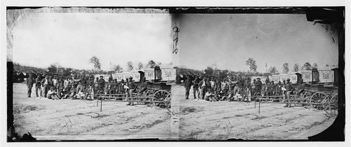 Falmouth, Va. Men and wagons of the Engineer Corps ambulance train