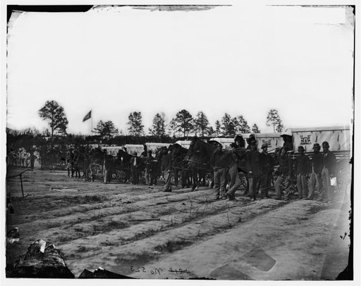 Falmouth, Va. Men and wagons of the Engineer Corps ambulance train; another view