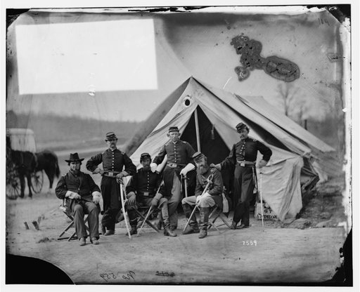 Six officers of the 17th New York Battery, probably at Camp Barry, near Washington, D.C.