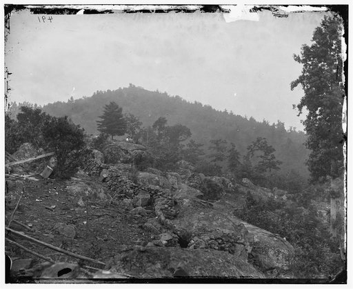 Gettysburg, Pa. Breastworks on Little Round Top; Round Top in distance