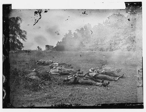 Gettysburg, Pa. Confederate dead at the edge of the Rose woods, July 5, 1863