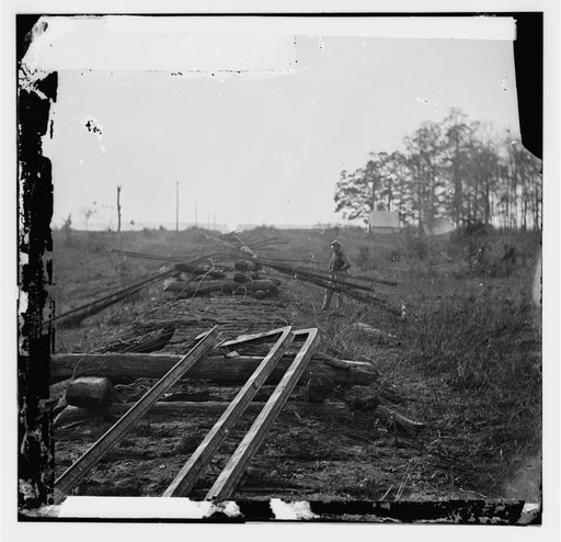 Virginia. Tracks of the Orange & Alexandria Railroad, destroyed by the Confederates between Bristow Station and the Rappahannock
