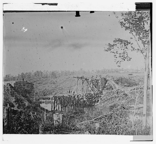 Catlett's Station, Va., vicinity. Federal soldiers rebuilding the Orange & Alexandria Railroad bridge over Cedar Run