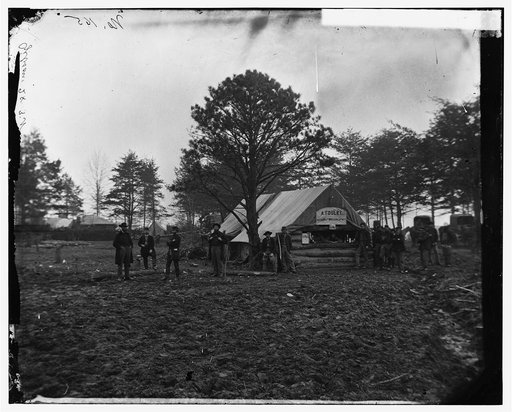 Brandy Station, Va. Tent of A. Foulke, Sutler, at headquarters of 1st Brigade, Horse Artillery