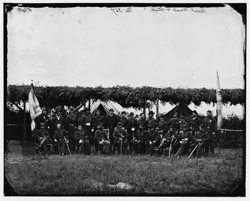Portrait of Maj. Gen. George G. Meade, officer of the Federal Army, and staff, vicinity of Washington, D.C., June 1865