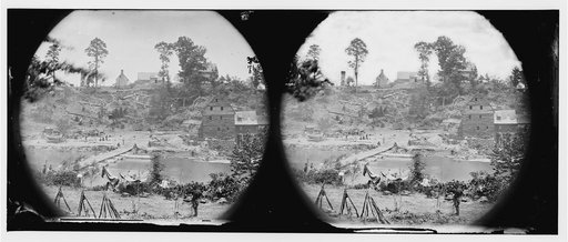 Jericho Mills, Va. View of the Mills and the pontoon bridge from the south bank