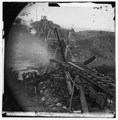 North Anna River, Va. Destroyed bridge of the Richmond and Fredericksburg Railroad