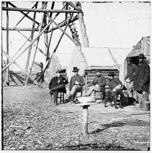 Bermuda Hundred, Va. Officers by their quarters near the signal tower