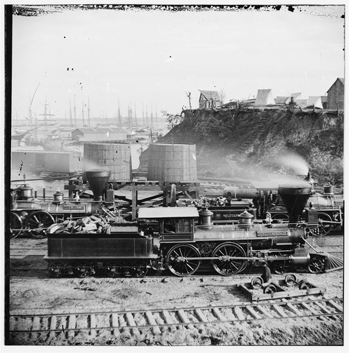 City Point, Va. "Gen. J.C. Robinson" and other locomotives of the U.S. Military Railroad