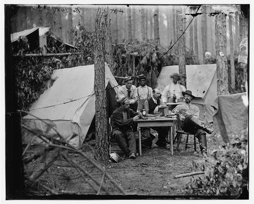 Petersburg, Va. Officers of the 114th Pennsylvania Infantry playing cards in front of tents