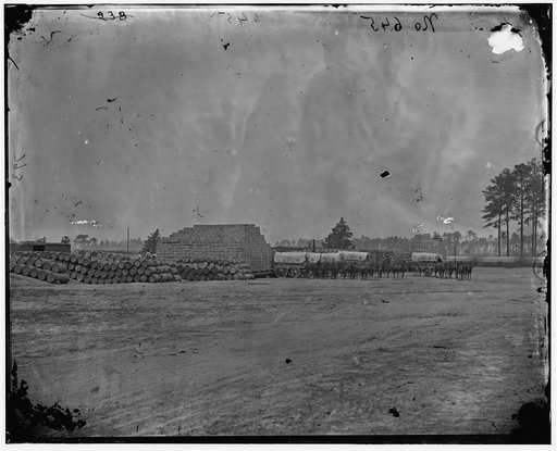 Cedar Level, Va. Commissary depot with supply train wagons