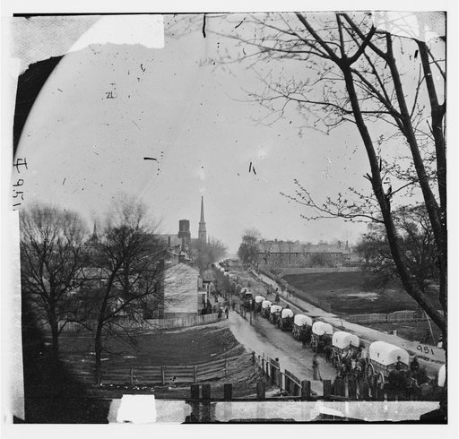 Petersburg, Va. The first Federal wagon train entering the town