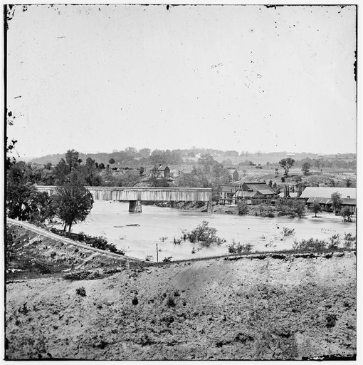 Richmond, Va. Railroad bridge and Old Dominion Iron and Nail Works on Belle Isle