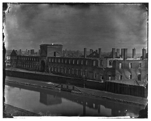 Richmond, Va. Ruins of State Arsenal from the Canal