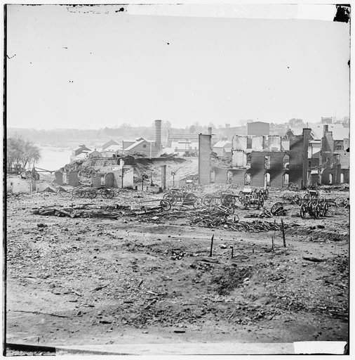 Richmond, Va. Guns and ruined buildings near the Tredegar Iron Works