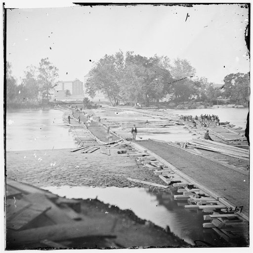 Richmond, Va. Pontoon bridges across the James, looking toward Manchester