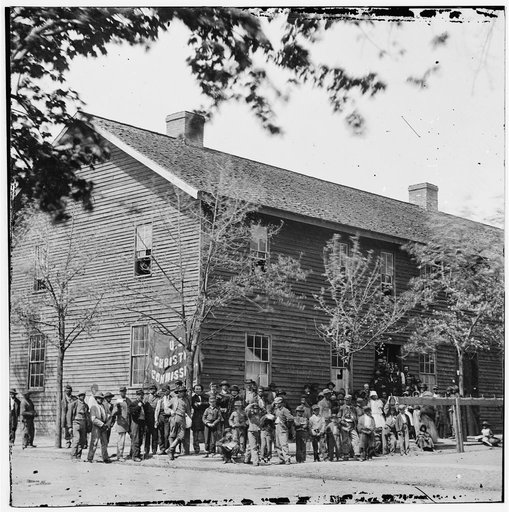 Richmond, Va. Crowd before headquarters of the U.S. Christian Commission