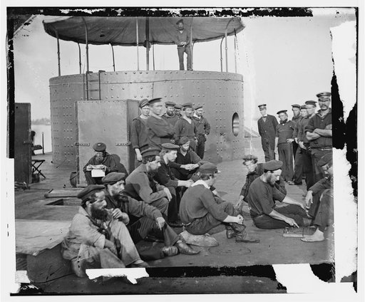 James River, Va. Sailors relaxing on deck of U.S.S. Monitor