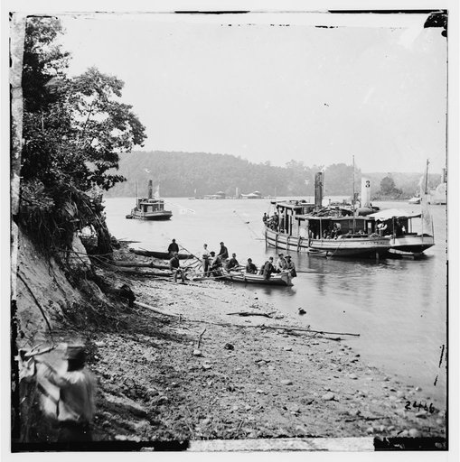 Deep Bottom, Va., vicinity. Transport Linda of Philadelphia and a monitor (Onondaga?) on the James
