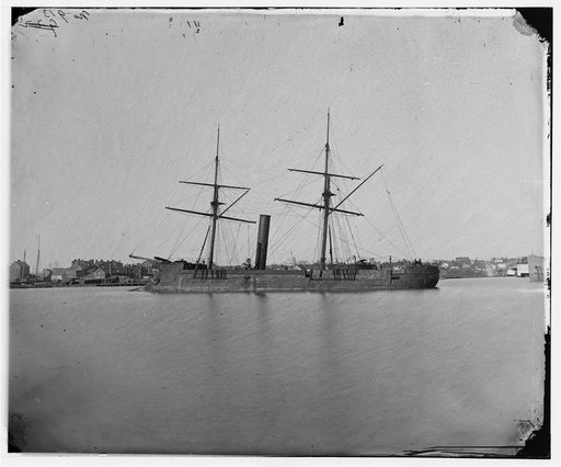 Washington, D.C. Ex-Confederate iron-clad ram Stonewall at anchor; U.S. Capitol in the background