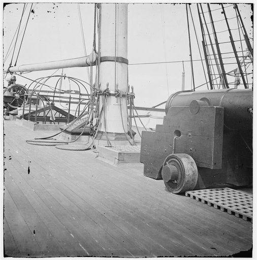 Charleston Harbor, S.C. 24-pdr. howitzer on deck of U.S.S. Pawnee