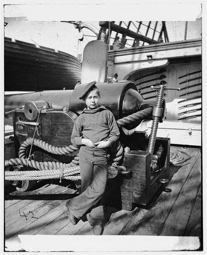 Powder monkey by gun of U.S.S. New Hampshire off Charleston, S.C.