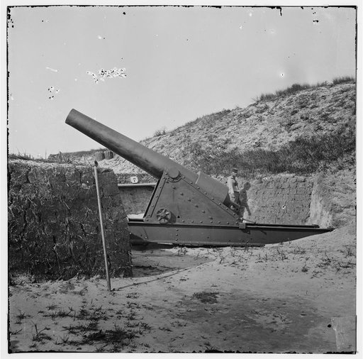 Morris Island, S.C. Interior view with another mounted gun, Fort Putnam
