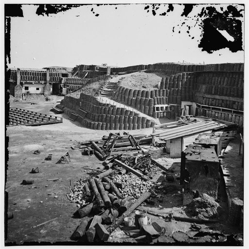 Charleston, S.C. Interior of Fort Sumter, with gabion reinforcements