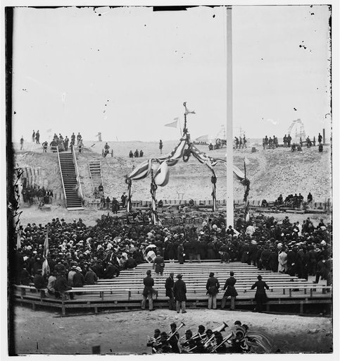 Charleston, S.C. Crowd inside Fort Sumter awaiting the flag-raising