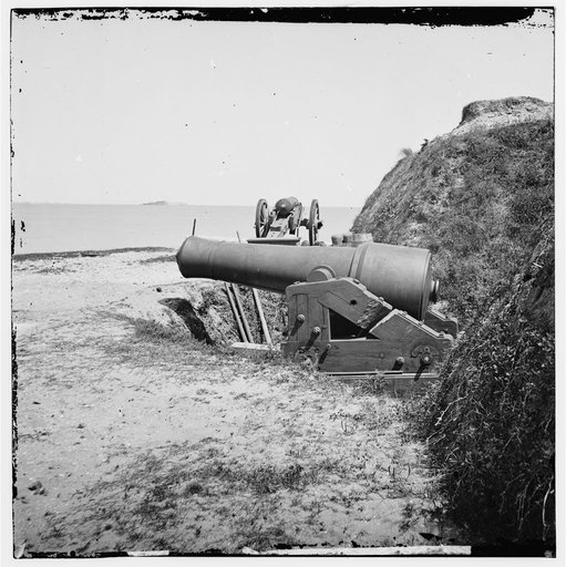 Charleston, S.C. Guns of Fort Johnson; Fort Sumter in distance