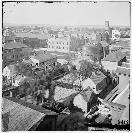 Charleston, S.C. View, from roof of Orphan Asylum; The Citadel in middle distance