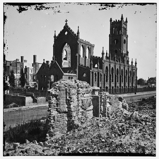 Charleston, S.C. Roman Catholic Cathedral of St. John and St. Finbar (Broad and Legare Streets) destroyed in the fire of December 1861