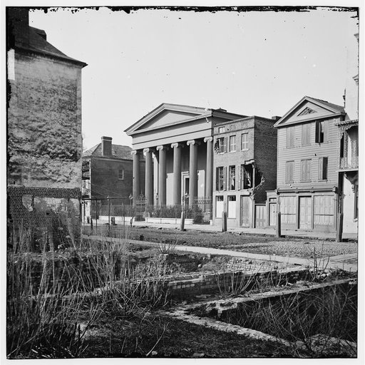 Charleston, S.C. Hibernian Hall (with columns; 105 Meeting Street), place of meeting after the burning of Secession Hall