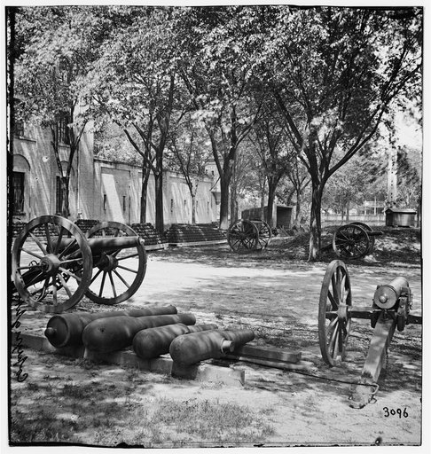 Charleston, S.C. Blakely guns and ammunition in the Arsenal yard