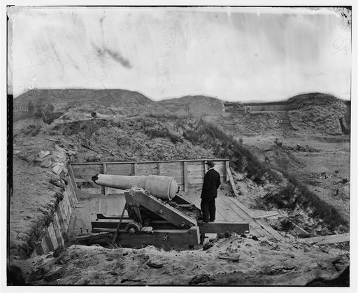 Fort Fisher, N.C. Interior view, with heavy gun broken by bombardment