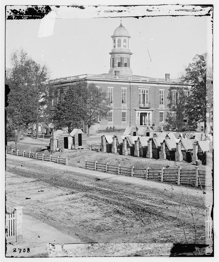 Atlanta, Ga. City Hall; camp of 2d Massachusetts Infantry on the grounds
