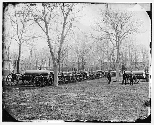 Washington, D.C. Park of Wiard guns at the Arsenal; H.L. Stuart, Nathaniel P. Willis, and Gen. Daniel E. Sickles at right