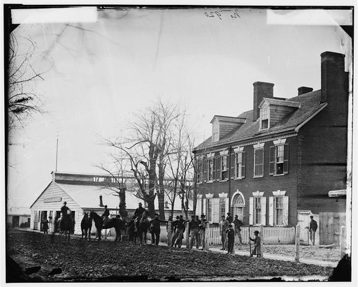 Washington, D.C. Quarters of Gen. Alfred Pleasonton, and "Government Horse Shoeing Shop" at left; 21st St. near F NW