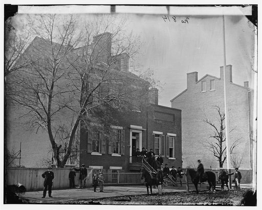 Washington, D.C. Col. Benjamin F. Fisher and staff on steps of Signal Corps headquarters, 1816 F St., NW